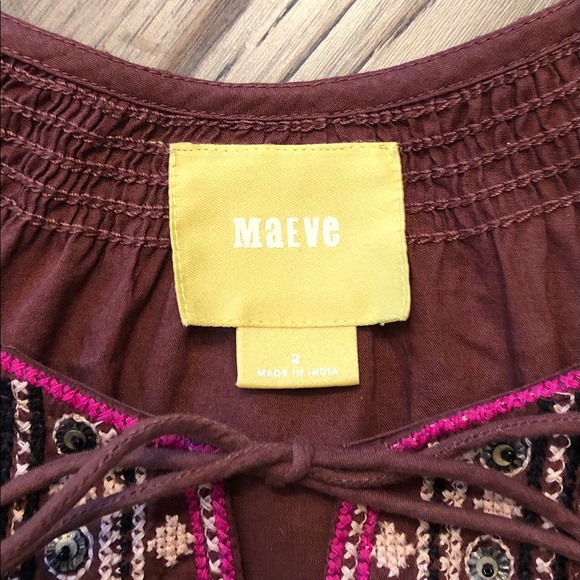 ♦️SALE♦️Anthropologie Maeve Dress Brown Beautifully Detailed Embroidery Size 2 - Picture 10 of 10